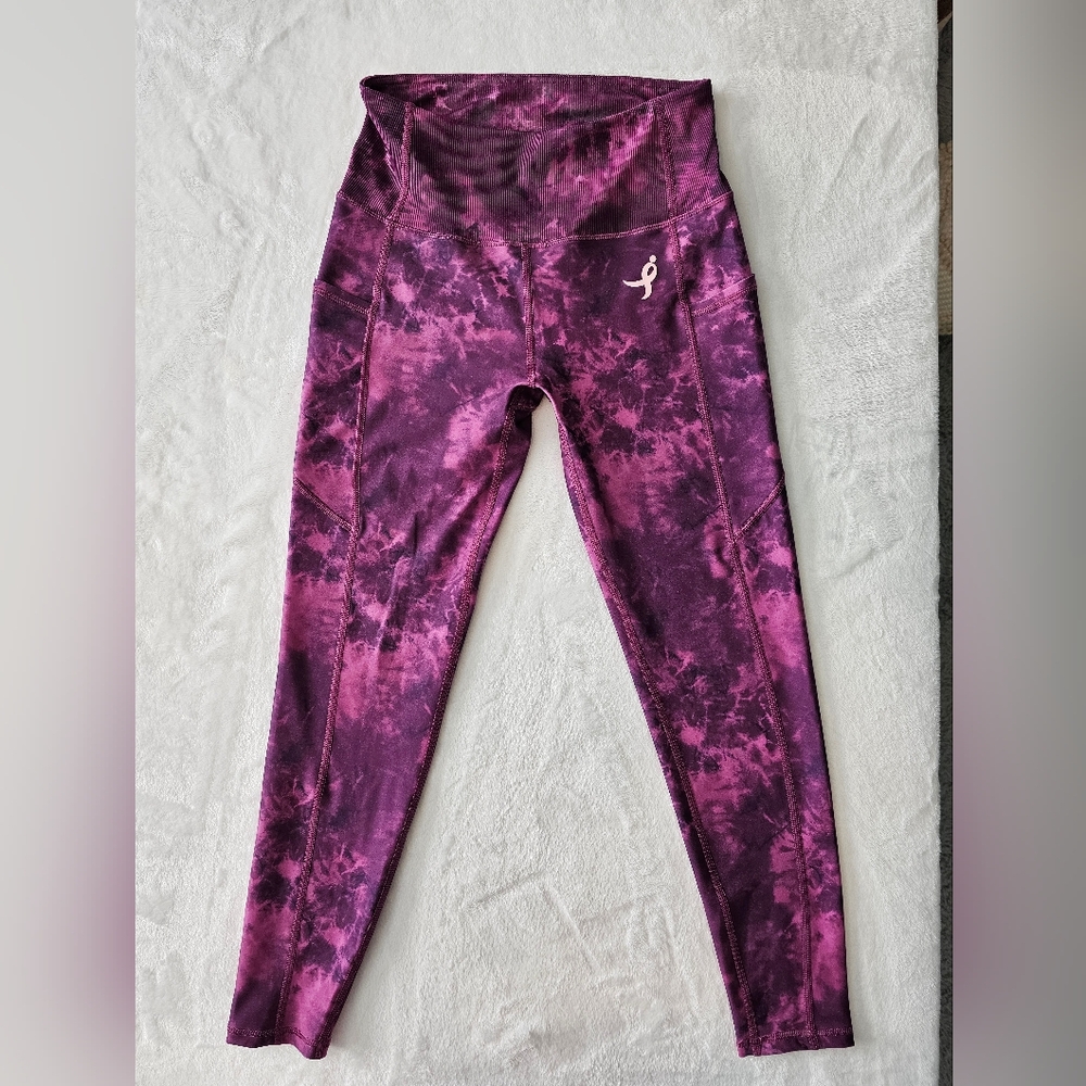 Susan G Komen Earth Yoga Purple Pink Tie Dye Pants L